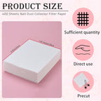 400 Sheets Nail Dust Collector Filter Paper Disposable Nail Dust Suction - Image 2