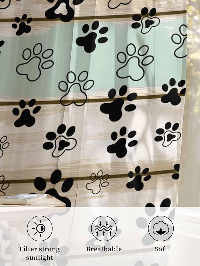 Sheer Curtains 84 Inches Long, Sage Green Beige Farmhouse Semi Sheer Curtains - Image 6