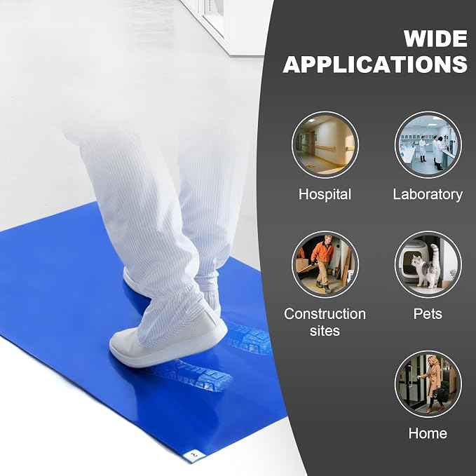 18" x 36" Blue Sticky Mat Tacky Pads Adhesive Floor Mat (5 Packs, 150 Sheets