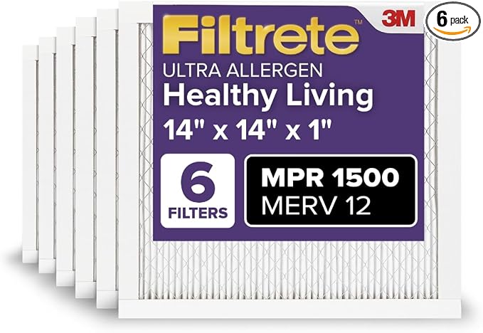 Filtrete 14x14x1 AC Furnace Air Filter, MERV 12, MPR 1500, CERTIFIED asthma & by Filtrete