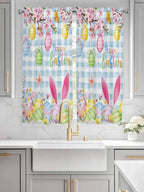 Happy Easter Bedroom Curtains 63 Inches length, Spring Watercolor Bunny Eggs - Image 3