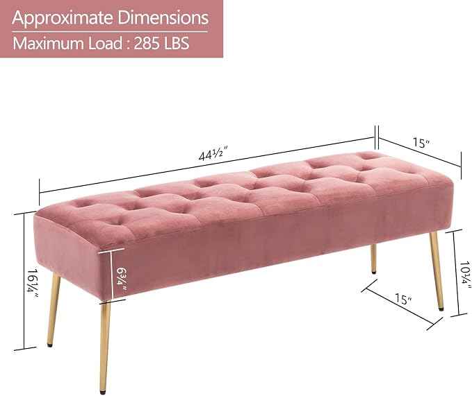 DUHOME Modern Velvet Ottoman Bench, Button-Tufted Upholstered Bedroom Benches