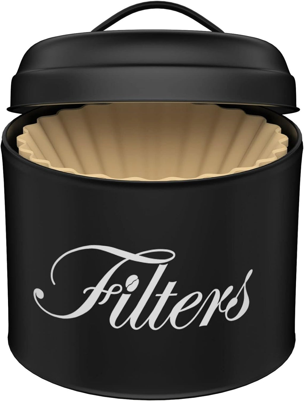 Black Basket Coffee Filter Holder With Lid - Round Container for