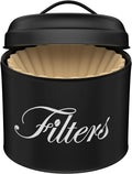 Black Basket Coffee Filter Holder With Lid - Round Container for