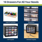 Akro-Mils 16-Drawer Plastic Storage Cabinet | 10-1/2 x 6-1/2 x 8-1/2 Inch |