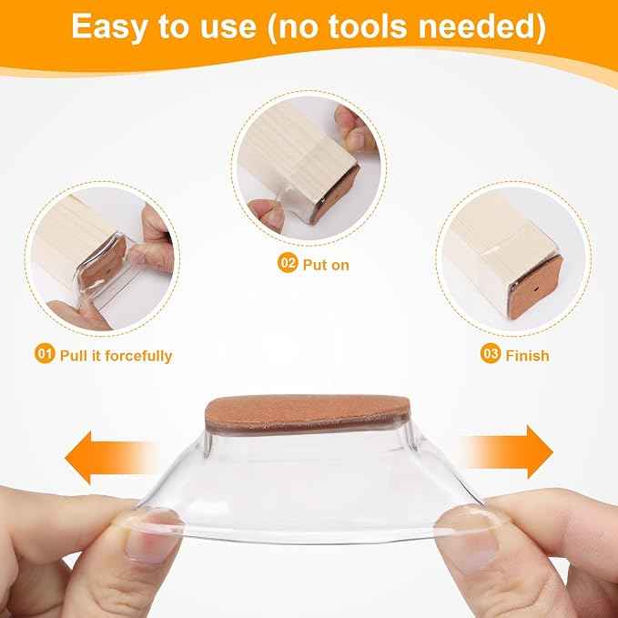 CHUNZEXI 16 Pack Square Chair Leg Floor Protectors