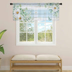 Daisy Eucalyptus Leaves Sheer Valance Curtains - Image 4