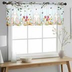 Easter Sheer Valances for Windows 42"x12", Light Filtering Kitchen Curtains - Image 2