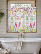 Happy Easter Kitchen Curtains 45 Inches length, Spring Watercolor Bunny Eggs - Image 7
