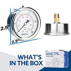SENCTRL 0-100 Psi Glycerin Liquid Filled Low Pressure Gauge, 2.5" Dial Size - Image 6