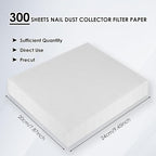 300 Sheets Nail Dust Collector Filter Paper: Disposable Dust Vacuum Filter - Image 2