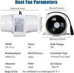 Inline Duct Fans 3 Inch 12V Extractor Fan 6W 47Cfm Plastic Variable Vent Blower - Image 2