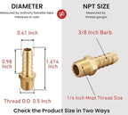 3/8 Inch Hose Barb to 1/4 Inch NPT Male Thread Brass Air Hose Barb Fittings - Image 2