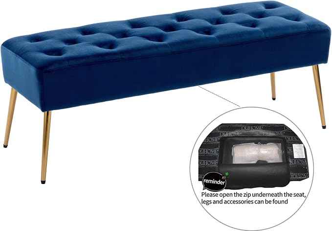DUHOME Button-Tufted Ottoman Bench, Upholstered Bedroom Benches Velvet Footrest