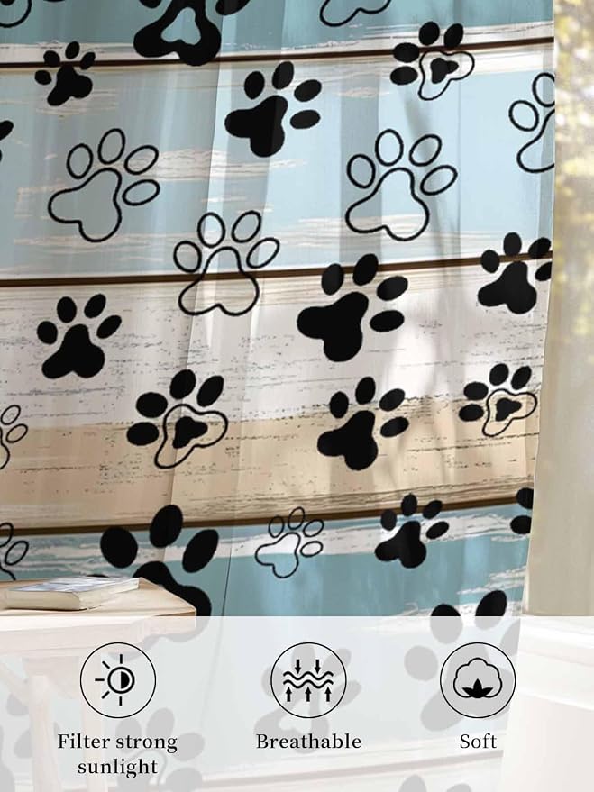 Sheer Curtains 72 Inches Long, Vintage Farmhouse Country Wood Grain Privacy - Image 6