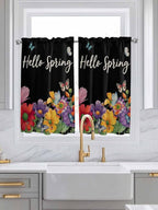 Spring Flowers Kitchen Curtains 54 Inches length, Watercolor Country Colorful - Image 3