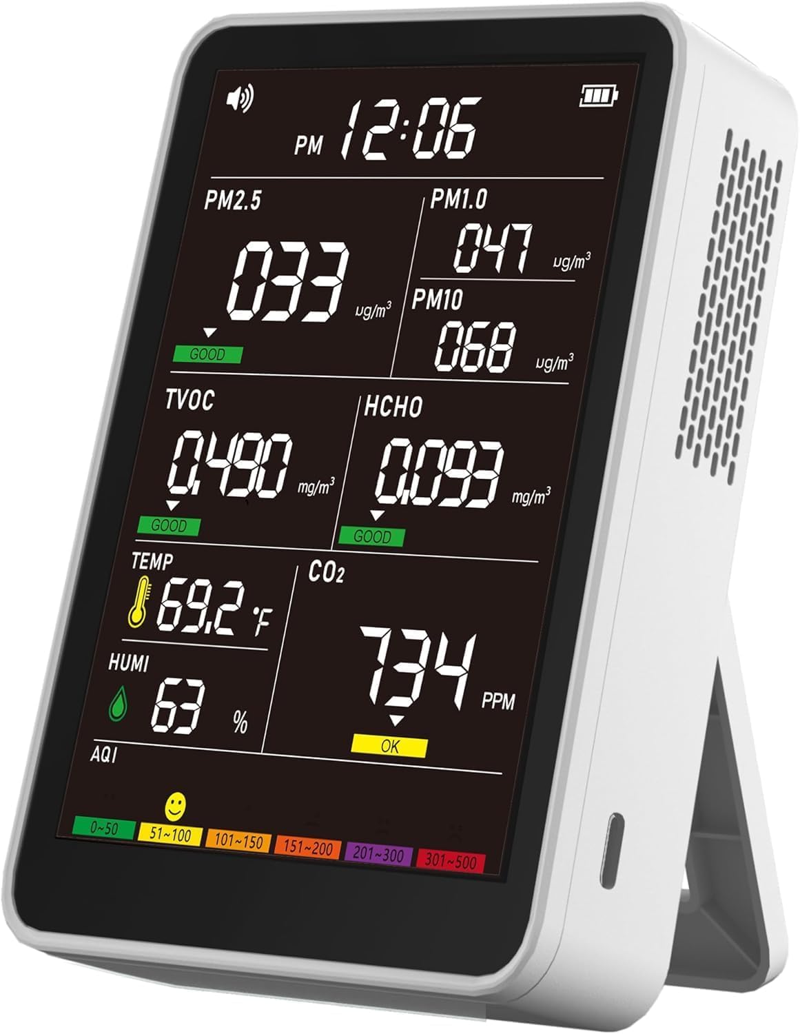 16-in-1 Indoor Air Quality Monitor, High-Precision Multi-Parameter