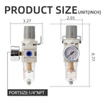 Pneumatic Air Compressor Filter Regulator Combo 1/4" NPT 150 PSI w/Adjustable - Image 3