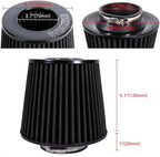 KYOSTAR Universal 3" High-Flow Air Filter, Reusable Cone Cold Air Intake - Image 2