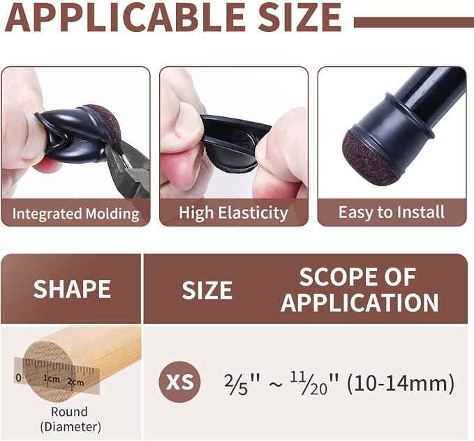 Ezprotekt 24 Pcs Extra Small Chair Leg Floor Protectors, Silicone Felt Chair