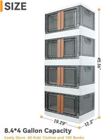 Storage Bins, Plastic Cabinet, 8.4 Gallon Capacity, 4 Pack, Stackable
