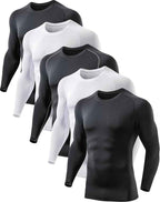 5 or 4 Pack Compression Shirts for Men Long Sleeve Athletic Base Layer