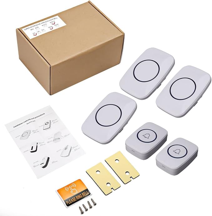 Wireless Doorbells, 1PlusOne White Waterproof Door Chime Kits Includes Push - Image 7