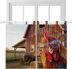 Farm Rooster Bedroom Curtains 63 Inch Length, Window Curtains Tab Top, by Unknown