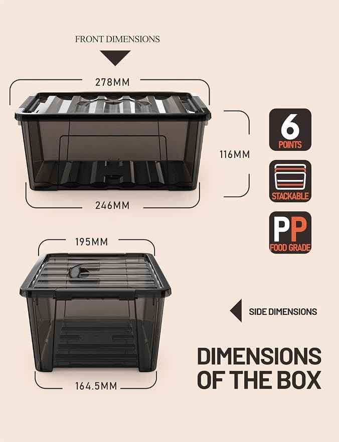 WYT 5-Quart Small Plastic Storage Container Bin