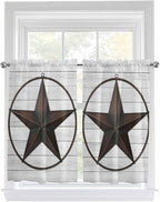 Vintage Farm Western Star Window Valance Curtains, 2 Panel - Image 9