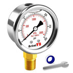 0-300 PSI Heavy-Duty Pressure Gauge, Glycerin-Filled, Stainless Steel, 1/4" NPT by Unknown
