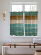 Vintage Plank Turquoise Brown Window Valance Curtains, Farmhouse Wood Grain - Image 3