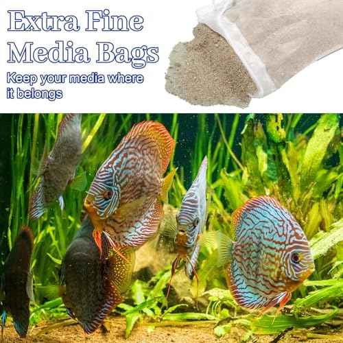 3 Pack Aquarium Filter Bags, 180 Extra Fine Mesh Media Bags for Aquarium, Reusable Nylon Filter Media Bag with Drawstring for Activated Carbon, Resin, Small Tanks(7.5x3.6in)