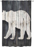 Sheer Curtains 63 Inch Length, Rustic Counrty Vintage Wood Grain Privacy Voile by Unknown