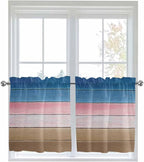 Blue Pink Brown Gradient Wood Grain Window Valance Curtains, Vintage Wood Board - Image 9