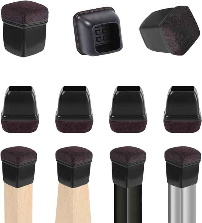 Ezprotekt 24 Pcs Extra Small Square Chair Leg Floor Protectors, Silicone Felt