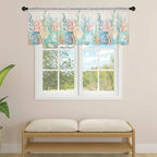 Summer Beach Sheer Valance Curtains, Ocean Colorful Coral Shell Seaweed - Image 4