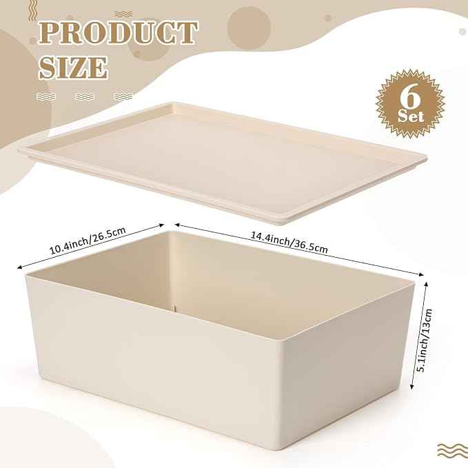 Menkxi 6 Pcs Plastic Storage Bins