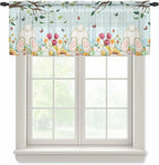 Easter Sheer Valances for Windows 42"x12", Light Filtering Kitchen Curtains by Unknown
