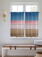 Blue Pink Brown Gradient Wood Grain Window Valance Curtains, Vintage Wood Board - Image 3