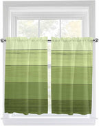 Gradient Green Wooden Board Window Valance Curtains, Retro Country Wood Grain - Image 9