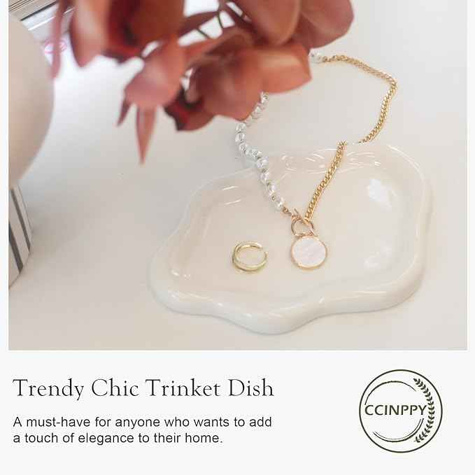 Ceramic Jewelry Tray Trinket Dish, Decorative Cloud Vanity Key Tray
