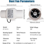 12V Inline Duct Fan Mini Attic Vent Booster 2.4“ 60Mm 58Cfm Variable Exhaust - Image 2