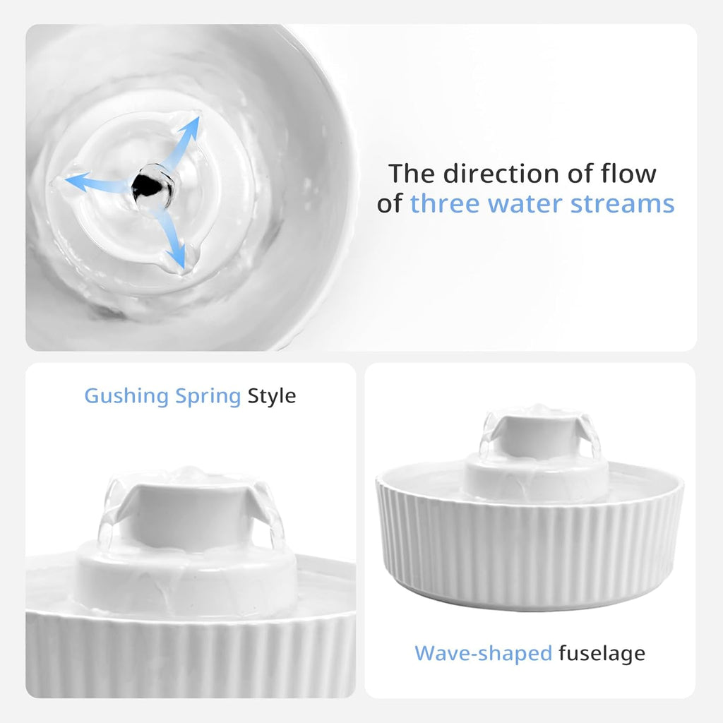 Ceramic Cat Water Fountain, 2.1L/71oz Cupcake Pet Water Fountain