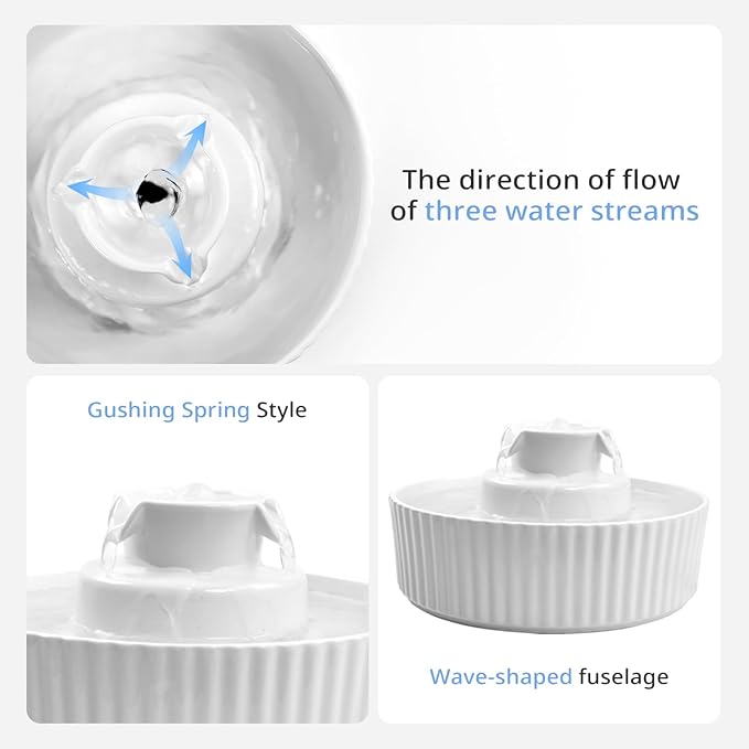 Ceramic Cat Water Fountain, Waatoos 2.1L/71oz Cupcake Pet Water Fountain - Image 8