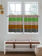 Farm Gray Green Brown Wood Grain Window Valance Curtains, Rustic Wooden Plank - Image 2