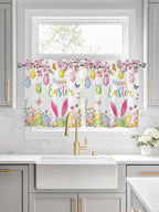 Happy Easter Half Window Curtain 36 Inches Long, Spring Watercolor Bunny Eggs - Image 3