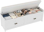 HOMEFORT 54.4" Shoe Bench with Lift Top Storage, Entryway Bench with Cushioned