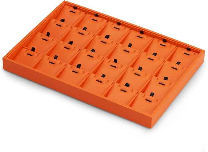 Oirlv Luxury Leather Jewelry Display Tray 24 Grid Jewelry Organizer Tray