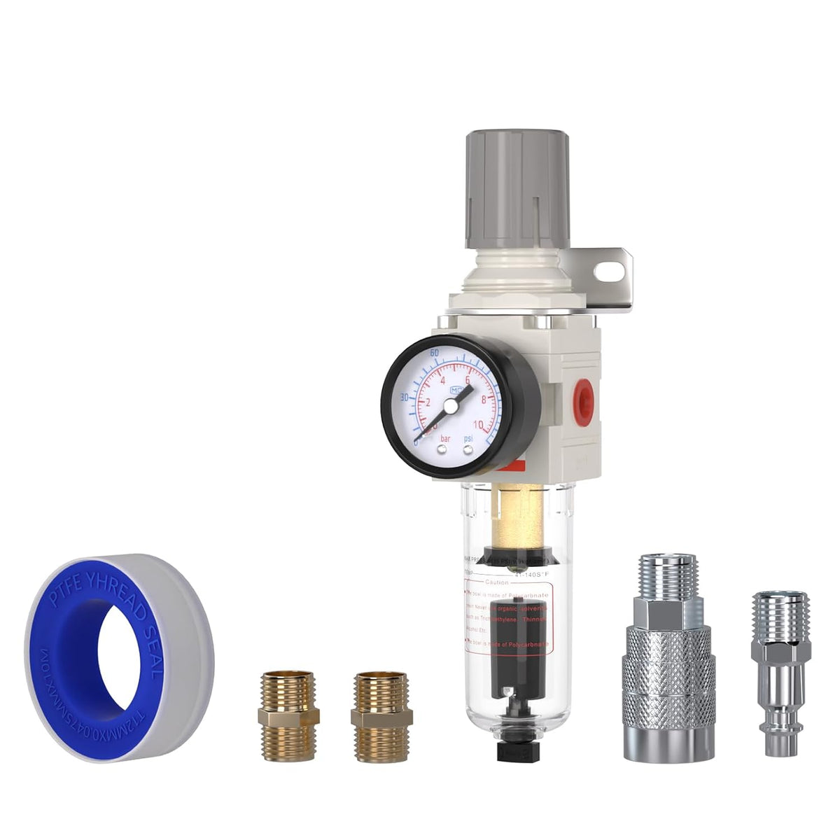 1/4" NPT Air Compressor Filter & Pressure Regulator Combo AW2000-02D